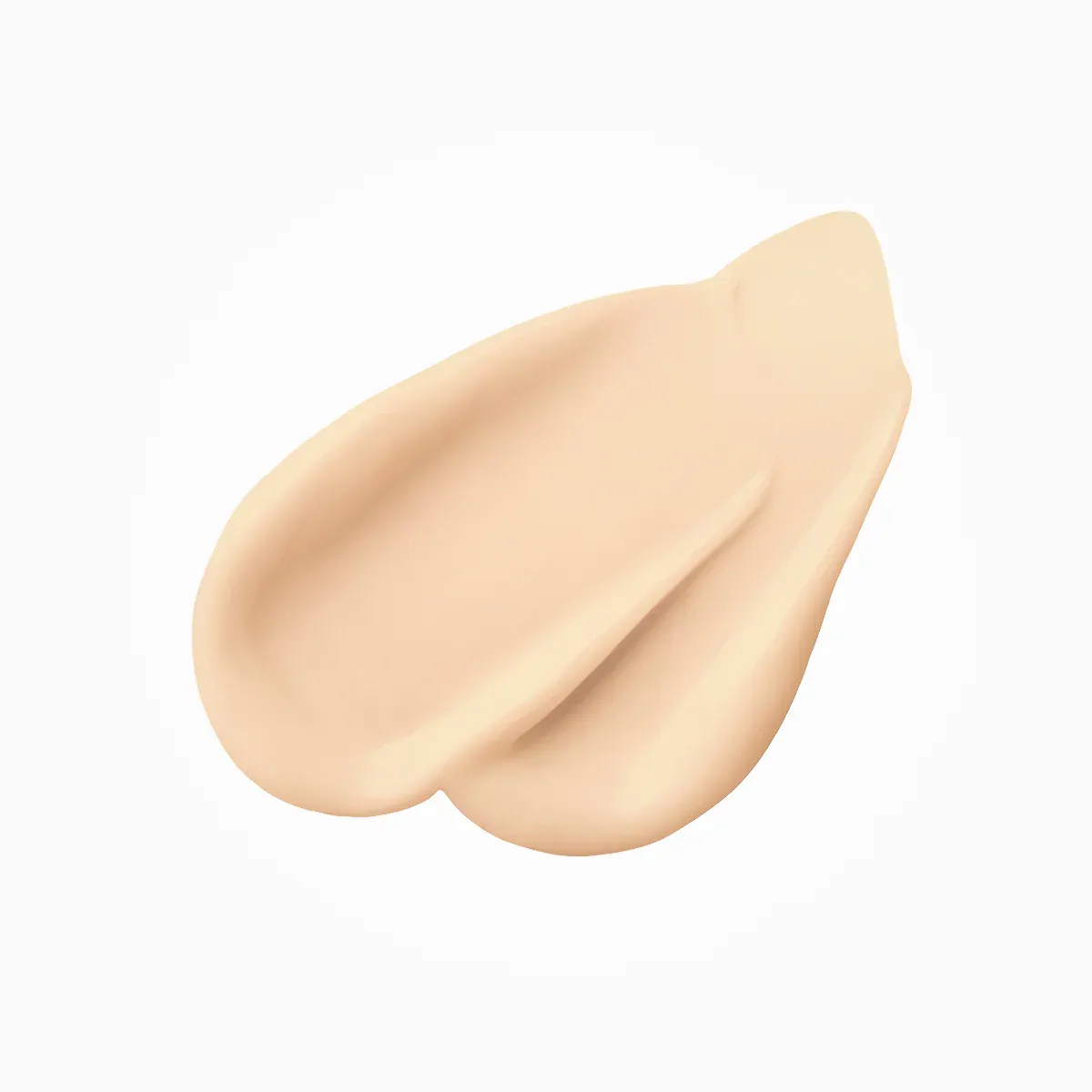 Beige makeup smear on white background.
