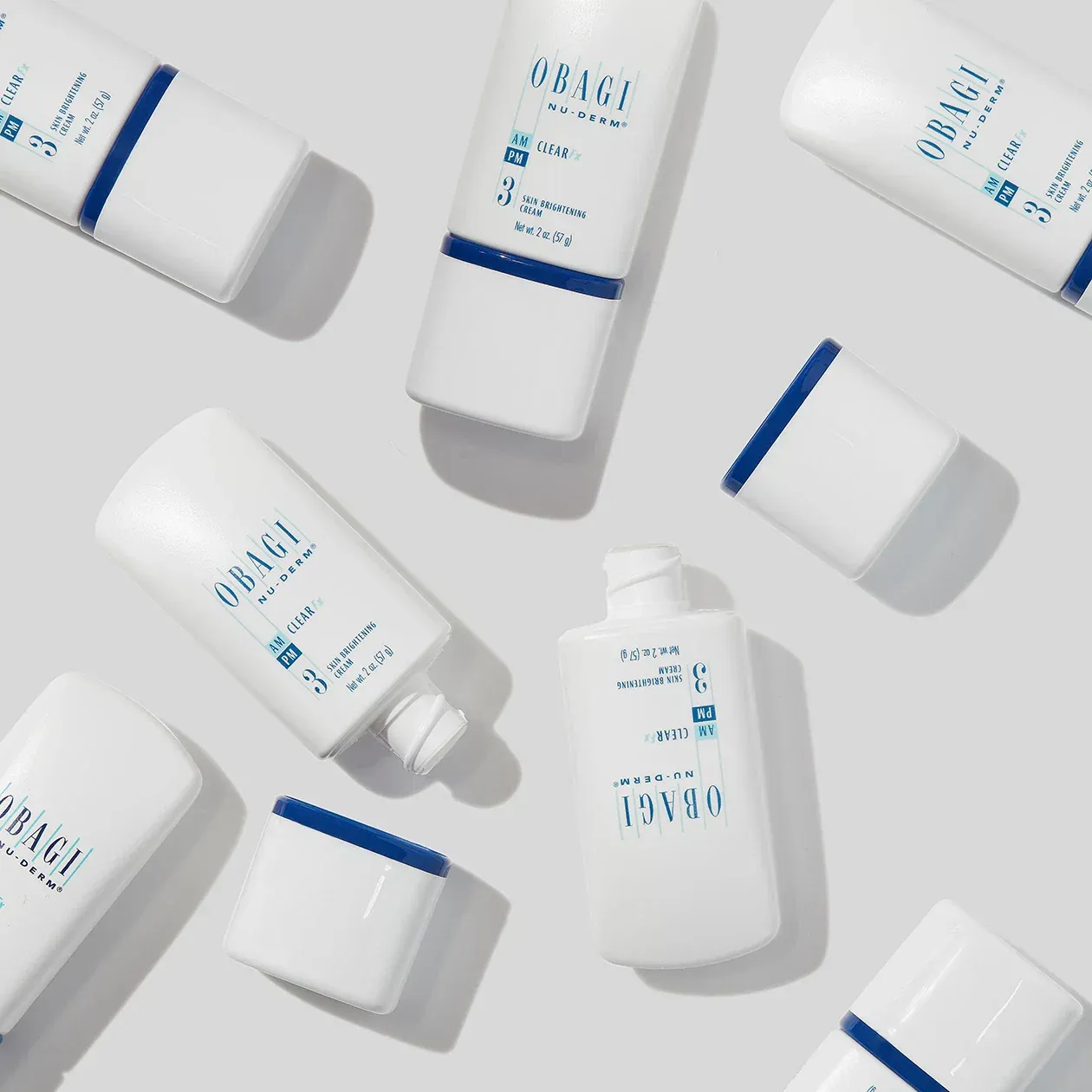 Obagi skincare products arranged aesthetically.